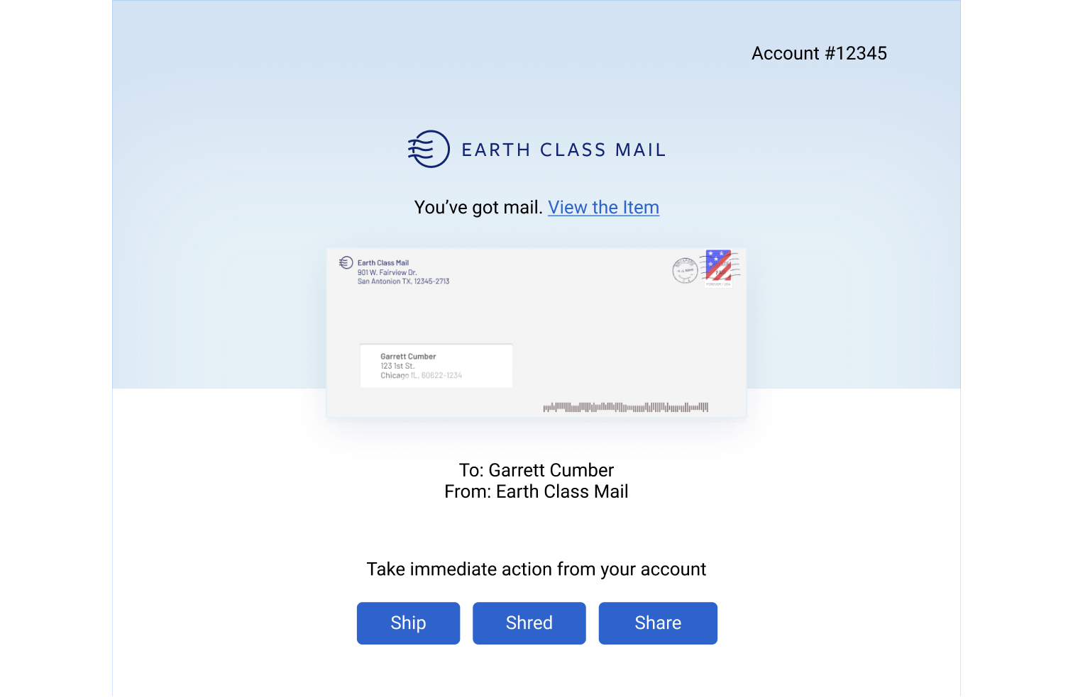 Example layout for email notifications and alerts